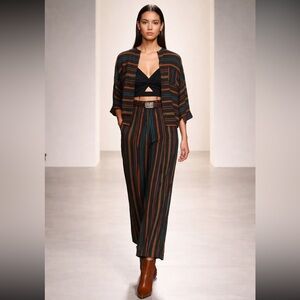 Madewell Multicolor Striped  100% silk two piece, top & pants